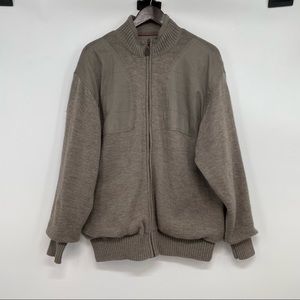 Orvis Wool Sweater Zip Jacket Lined Men Sz L Brown Patched Details Outdoor